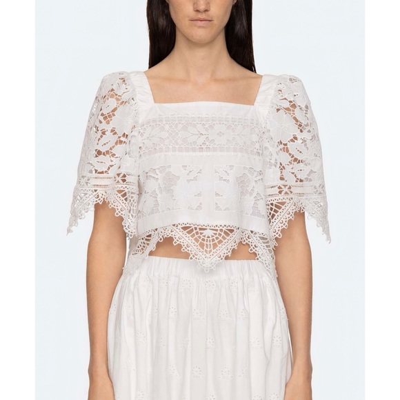 Sea New York Tops - SEA New York White Lace Embroidered Joah Back-Tie Top